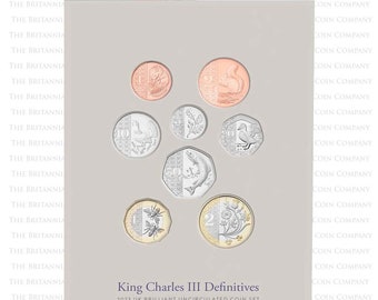 2023 Royal Mint King Charles lll Definitive 8 Coin Brilliant Uncirculated Set Ideal Gift Coin Collection Anniversary Birthday Presents
