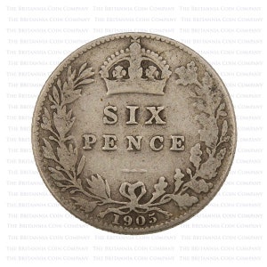 1905 King Edward VII .925 Silver Sixpence Coin Collect Bridal Gift Lucky Sixpenny Wedding Presents Token