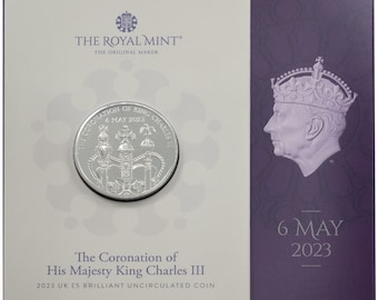 King Charles III Coronation BU Five Pounds Presentation Pack 2023 Royal Mint Coronation Merch Ideal Gift Christmas Presents