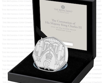 King Charles III Silver Proof Piedfort 50P Fifty Pence 2023 Royal Mint Limited Mintage Coronation Merchandise Ideal Gift Christmas Presents