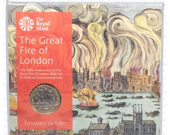 2016 Great Fire Of London Two Pound Brilliant Uncirculated Royal Mint