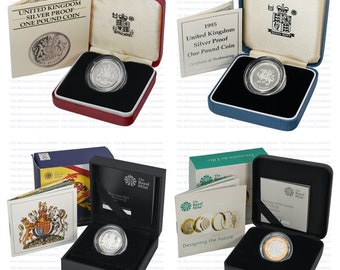 Moneda de una libra de plata Proof de la Royal Mint del Reino Unido: ¡elige tu año!