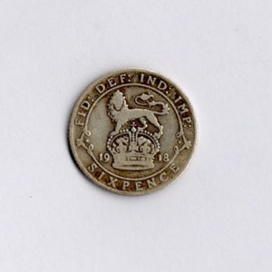 Moneda de seis peniques de plata de 925 de 1918 del rey Jorge V, regalo de boda coleccionable, moneda de seis peniques de la suerte