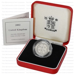 2002 Three Lions of England One Pound Piedfort Silver Proof Coin Royal Mint