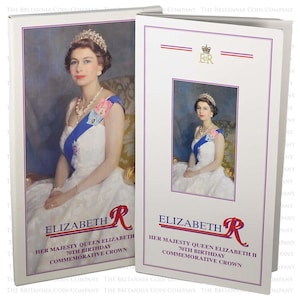 1996 Drottning Elizabeth II:s sjuttioårsdag Fem pund krona Brilliant ocirkulerat mynt i mapp Royal Mint