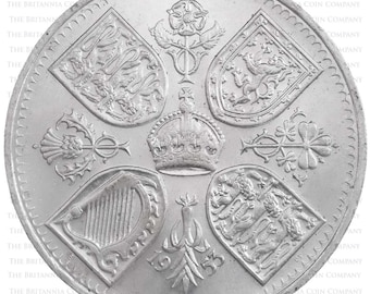 1953 Queen Elizabeth II Coronation Crown Royal Mint 5 Shilling Commemorative Coin