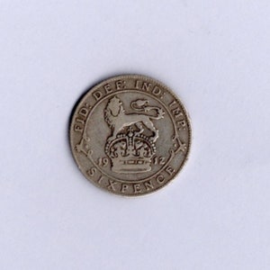 Moneda de seis peniques de plata de 925 de 1912 del rey Jorge V, regalo de boda coleccionable, ficha de seis peniques de la suerte