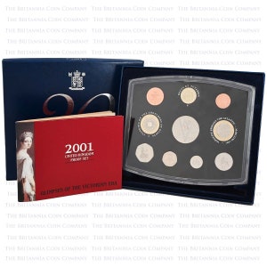 2001 Royal Mint United Kingdom 10 Coin Set Coin Collectors Annual Proof Coin Set Ideal Gift! Perfect Presents