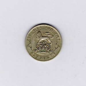 Moneda de seis peniques de plata de 925 del rey Jorge V de 1920, regalo de boda coleccionable, ficha de seis peniques de la suerte