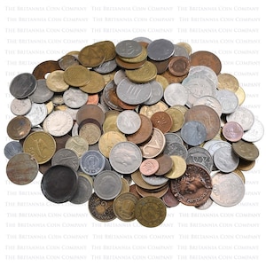 1kg of Unsorted Mixed World Coins Old/ New - Variety of Different King&#39;s & Queen&#39;s Ideal Coin Craft Starting Pack or Decoration!