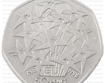 1998 European Union Stars 50p Coin 25th Anniversary Royal Mint Fifty Pence Ideal Gift! Perfect Christmas Presents Coin Collection