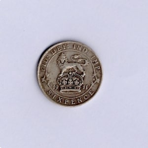 Moneda de seis peniques de plata de 925 de 1911 del rey Jorge V, regalo de boda coleccionable, ficha de seis peniques de la suerte