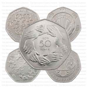 Variedad de diseños de monedas de 50 peniques en circulación en la Real Casa de la Moneda