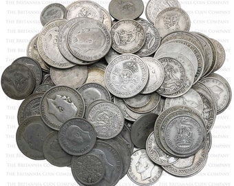 1kg Unsorted British Pre-1947 Silver Bullion Coins Kiloware Variety of King's & Queen's Ideal Coin Craft Starting Pack or Decoration!