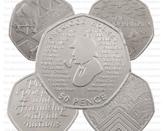 Modèles variés de pièces de 50 pence en circulation Pièces de cinquante pence britanniques Royal Mint