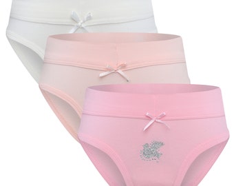 Stone Detailed Girls Briefs | Stone Detailed Kids Briefs | Oeko-Tex Certified Briefs | Briefs for Children | (3 Pack)