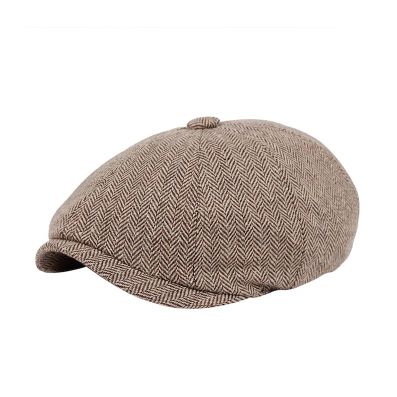 Peaky Blinders Hat Bakerboy Cap Herringbone Wool 8 Panels Cap Irish Flat Cap Newsboy Cap Tommy Shelby Hat Valentine's Day Gift image 4