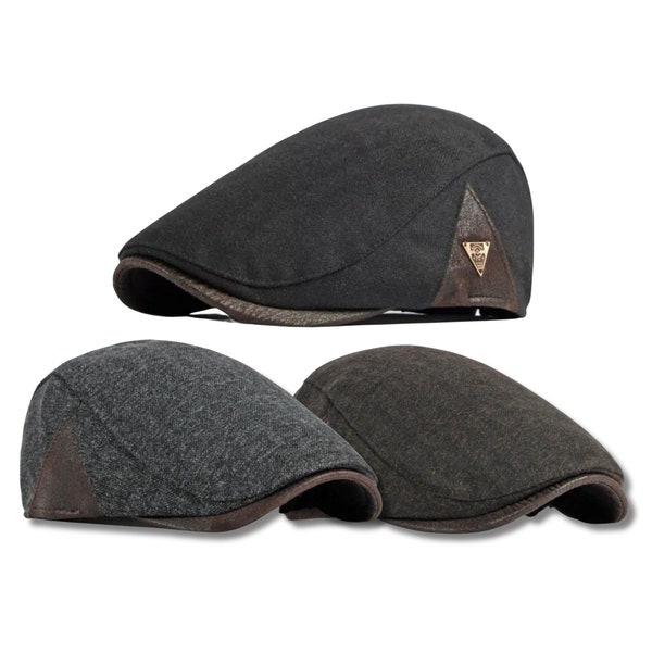 Flat Cap | Herringbone Duckbill Hat | Retro Newsboy Ivy Flat Cap | Adjustable Duckbill Hat | Newsboy Caps | Wool Winter Flat Cap