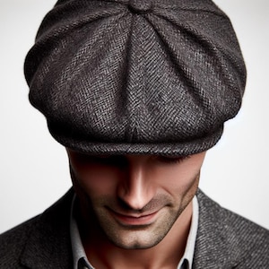 Peaky Blinders Hat | Bakerboy Cap | Herringbone Wool 8 Panels Cap | Irish Flat Cap | Newsboy Cap | Tommy Shelby Hat | Valentine&#39;s Day Gift
