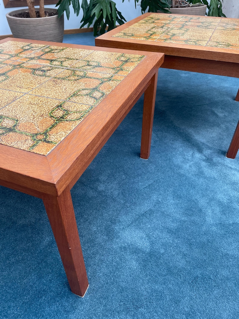 Mcm Tile Table MCM Tiled Teak End Table Set - Etsy