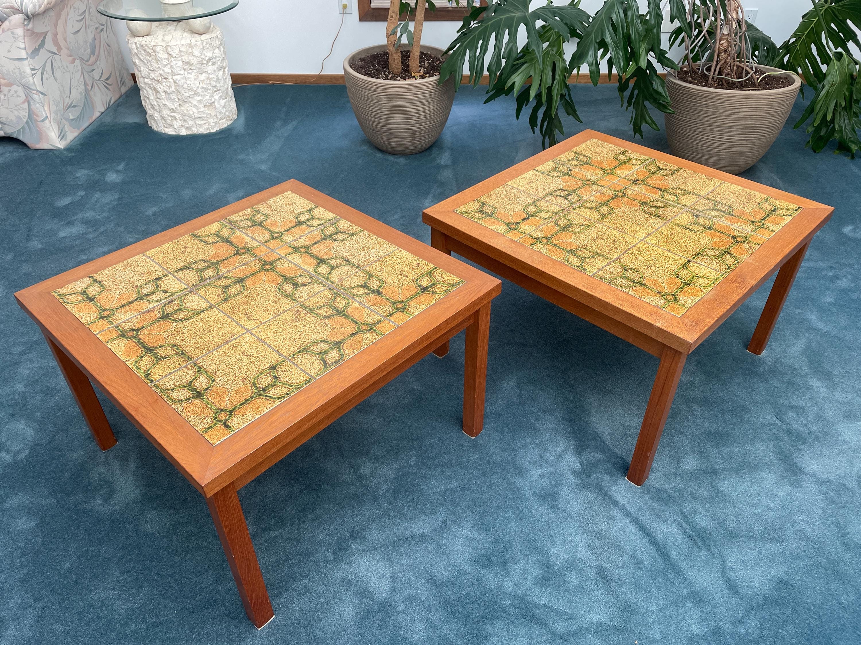 Mcm Tile Table MCM Tiled Teak End Table Set - Etsy
