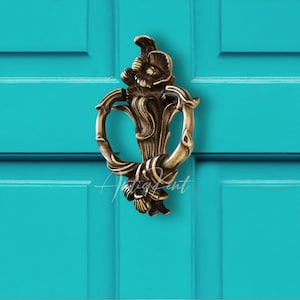 Flower Door Knocker, Decorative Door Knocker, Handmade Cast Brass Door Knocker, Vintage Style Door Knocker,