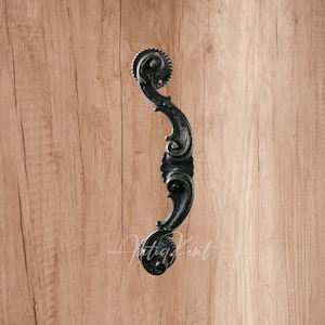 Vintage Style Ornate Door Pull Handle, Brass Handmade Decorative Front Door Pull Handle