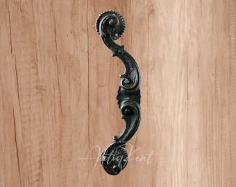 Vintage Style Door Pull Handle, Handmade Cast Brass