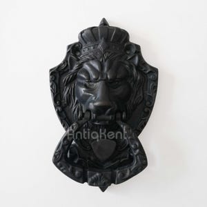Cast Brass Lion Door Knocker, Vintage Style Handmade Lion Door Knocker, Lion&#39;s Crown for Front Doors, Lion Door Ornament
