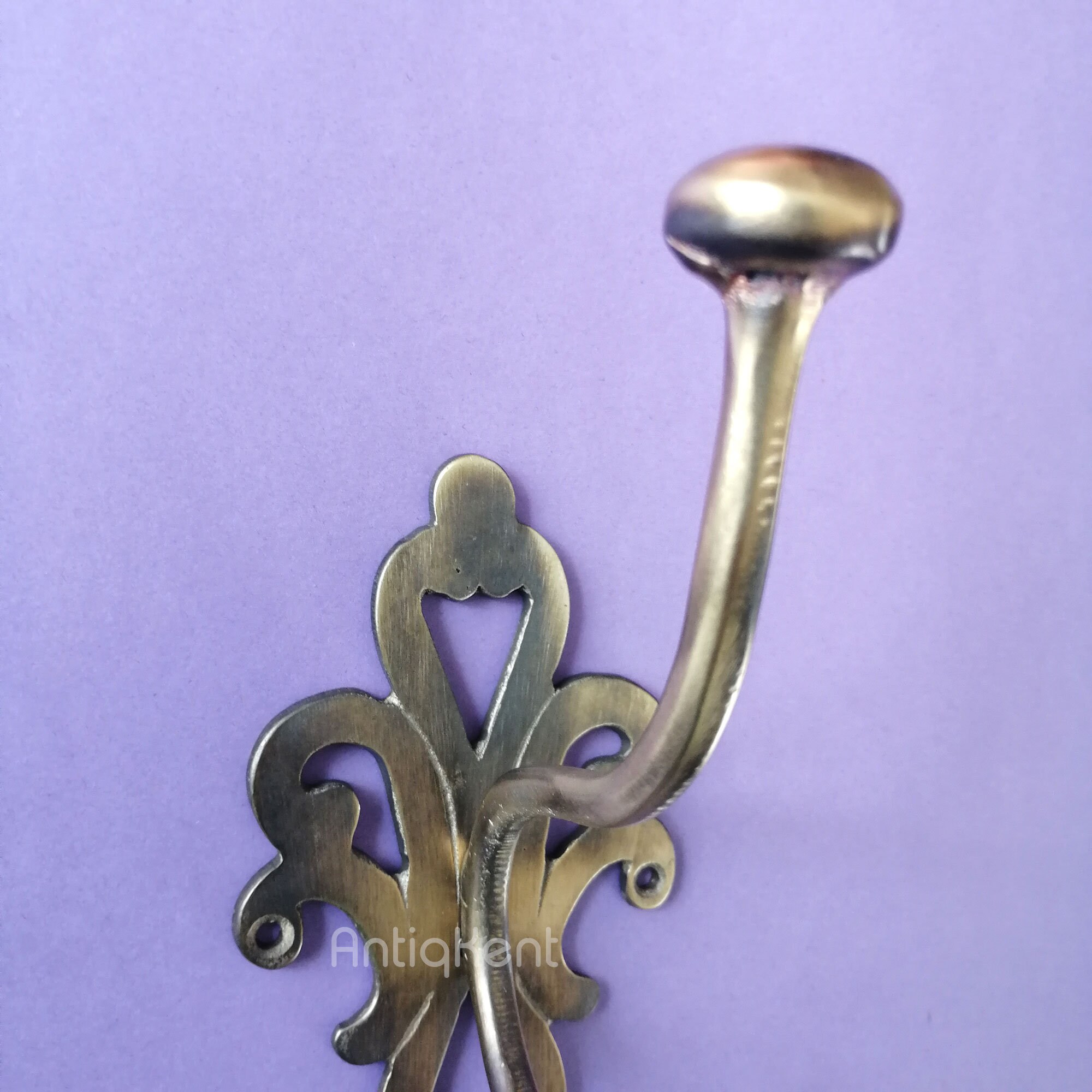 Wall Mounted Double Hook Brass Hanger, Victorian Style Brass Hanger ...