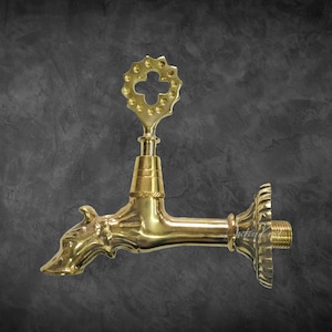 Vintage Wasserhahn, Ottoman Tap, Bad Küche Gartenhahn aus massivem Messing, Vintage Waschtischarmatur zur Wandmontage