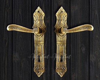 Manillas especiales para puertas, estilo vintage, latón antiguo
