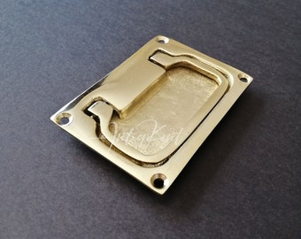 Vintage Flush Lifting And Pull Handle, Solid Brass Recessed Handles, Cabinet Drawer Pull