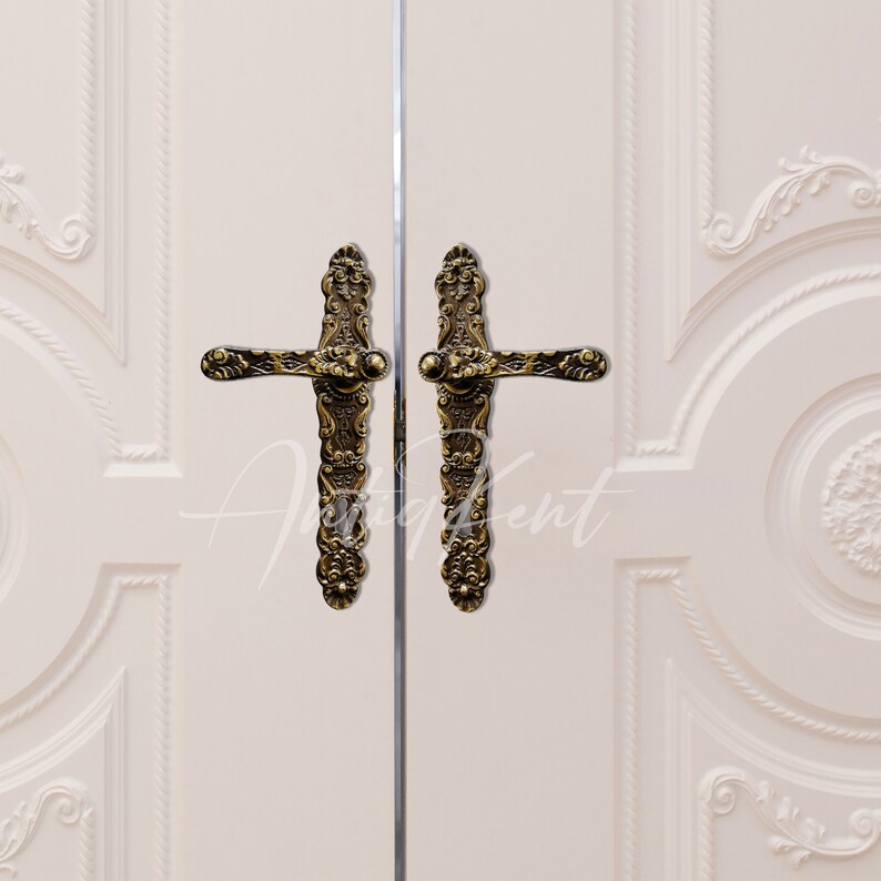 Vintage Style Door Handles Antique Brass French Door Handles Etsy