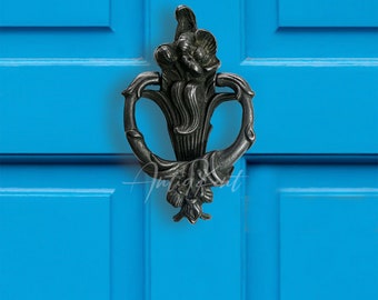 Floral Door Knocker, Art Nouveau Victorian Style Front Door Hardware, 7 inch