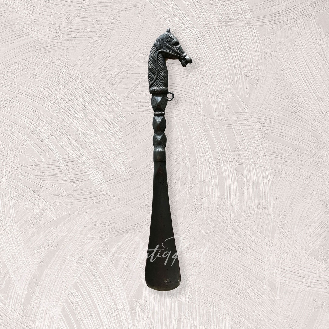 Shoehorn, Solid Brass Horse Figured Shoehorn, Vintage Style Handmade