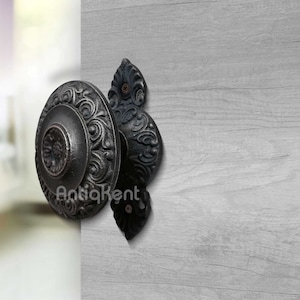 Vintage Style Dummy Door Knob, Cast Brass Ornate Door Knob, Interior Door Knob With Rosette,  Entry Door Knob, Exterior Door Knob