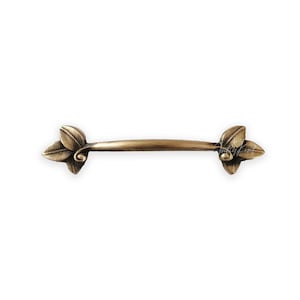 Floral Drawer Handle, Furniture Pulls, Drawer and Cabinet Pull Handles, Handmade Solid Brass Dresser Handle