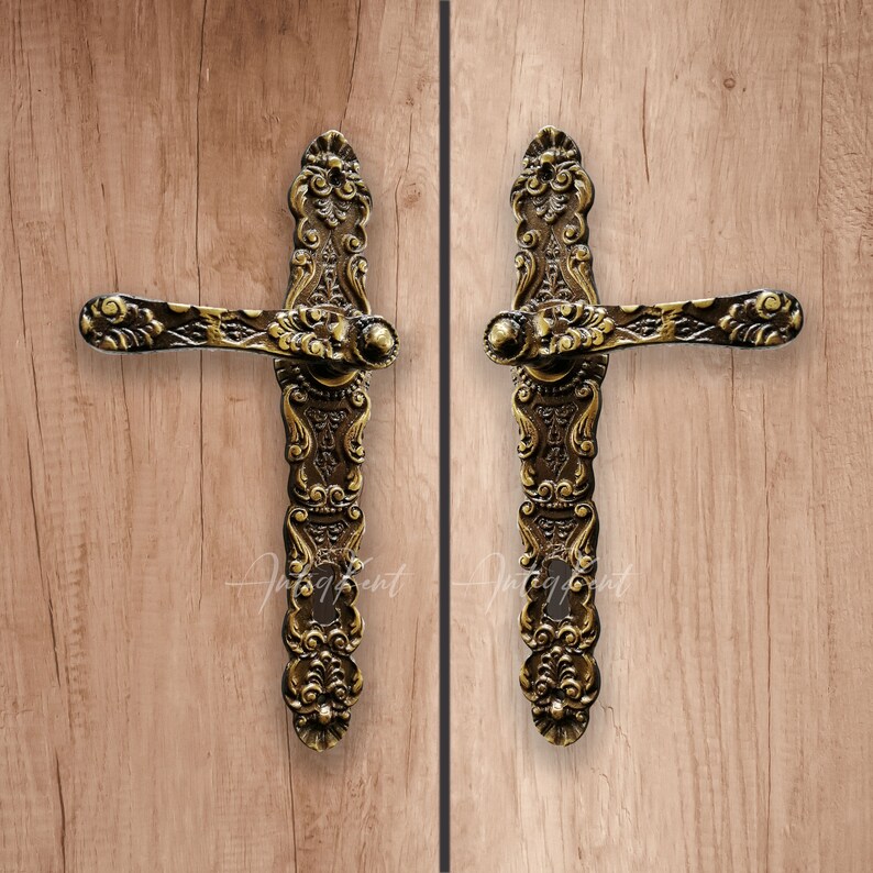 Vintage Style Door Handles Antique Brass French Door Handles Etsy
