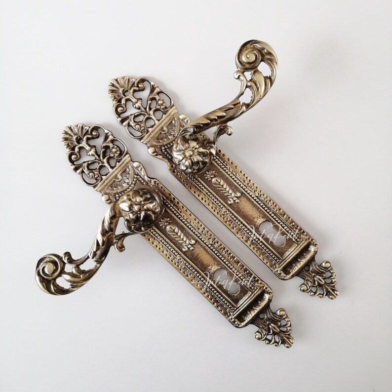 Vintage Style Door Handles Antique Brass French Door Handles Etsy