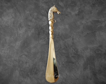 Vintage Style Shoehorn, Cast Brass Horse Figured Shoehorn, Home Decor