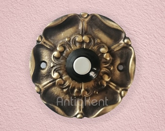 Door Bell Push Button, Vintage Style Cast Brass, Handmade Door Hardware