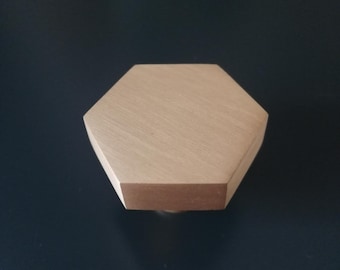 Solid Brass Hexagonal Knob, Antique Style, Furniture Hardware