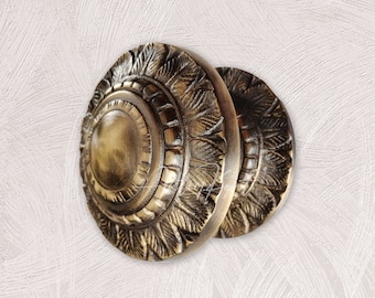 Pomo de puerta con forma de flor, tirador de puerta de latón