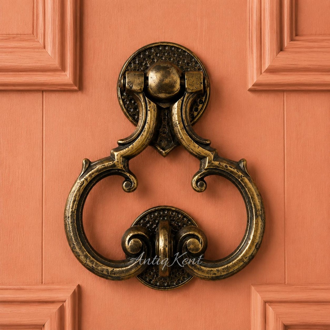 Aged Brass Door Knocker, Handmade Sand Cast Distressed Metal