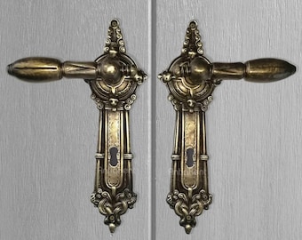 AntiqueStyle Solid Brass Door Handle, Interior and Exterior Door Lever