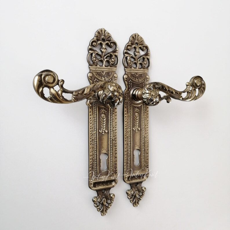 Vintage Style Door Handles Antique Brass French Door Handles Etsy