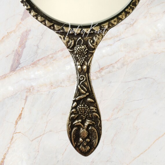Antique Brass Hand Mirror, Ornate Handmade Vanity Mirror - Etsy