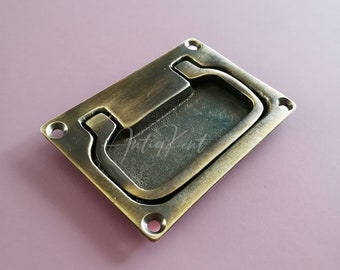 Vintage Flush Lifting And Pull Handle, Solid Brass Recessed Handles, Cabinet Drawer Pull