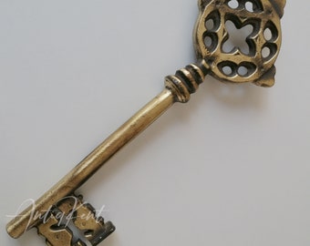 Vintage Style Cast Brass Key, Ornament Key, Cross Design Door Key, Decorative Brass Key, Old Lock Key, Antique Style Collectible Door Keys